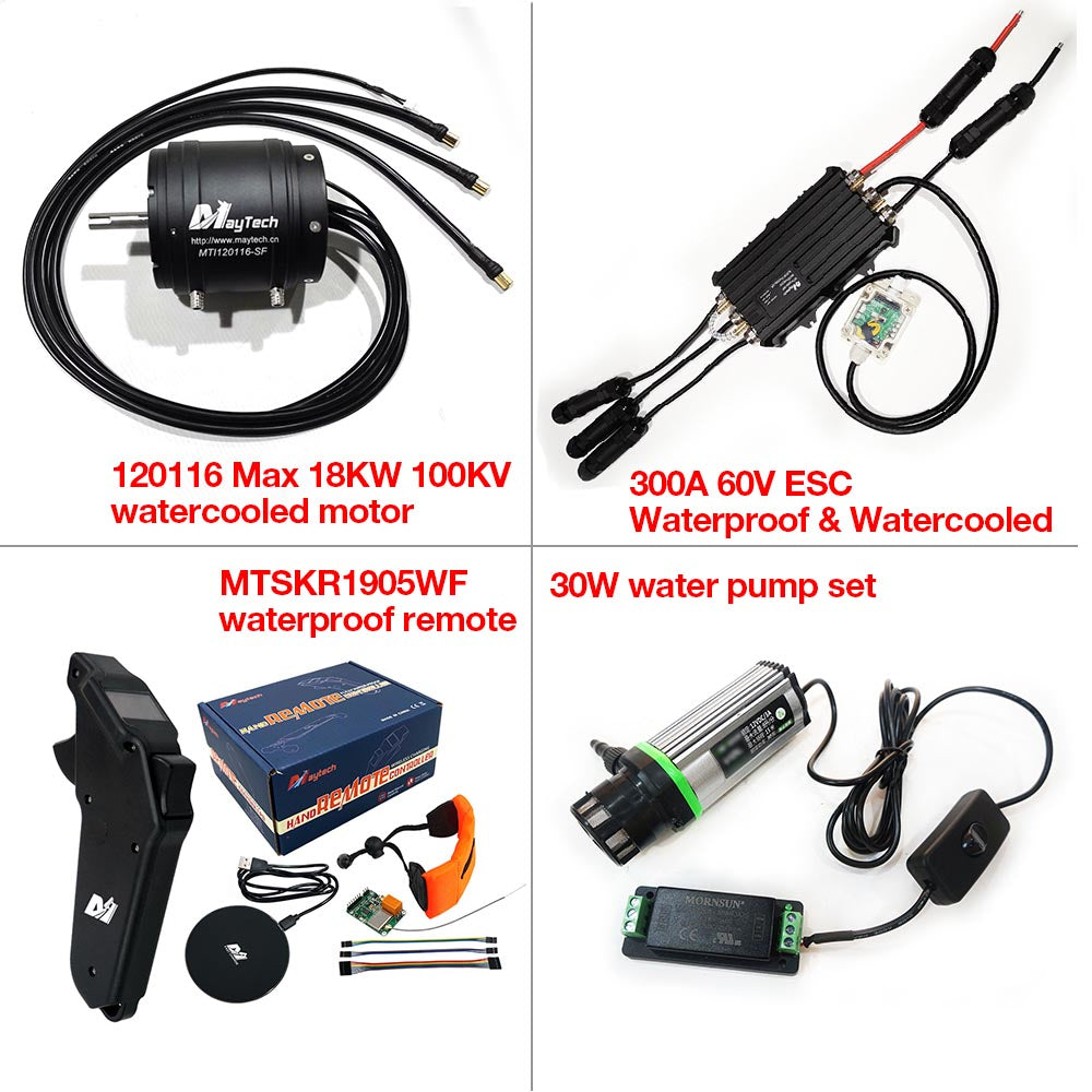 ESURF/ RC Boat Kit WATERCOOLED 120116 18.8KW MOTOR + WATERPROOF 300A ESC+ MTSKR1905WF REMOTE + 300A 85V SWITCH + WATER PUMP