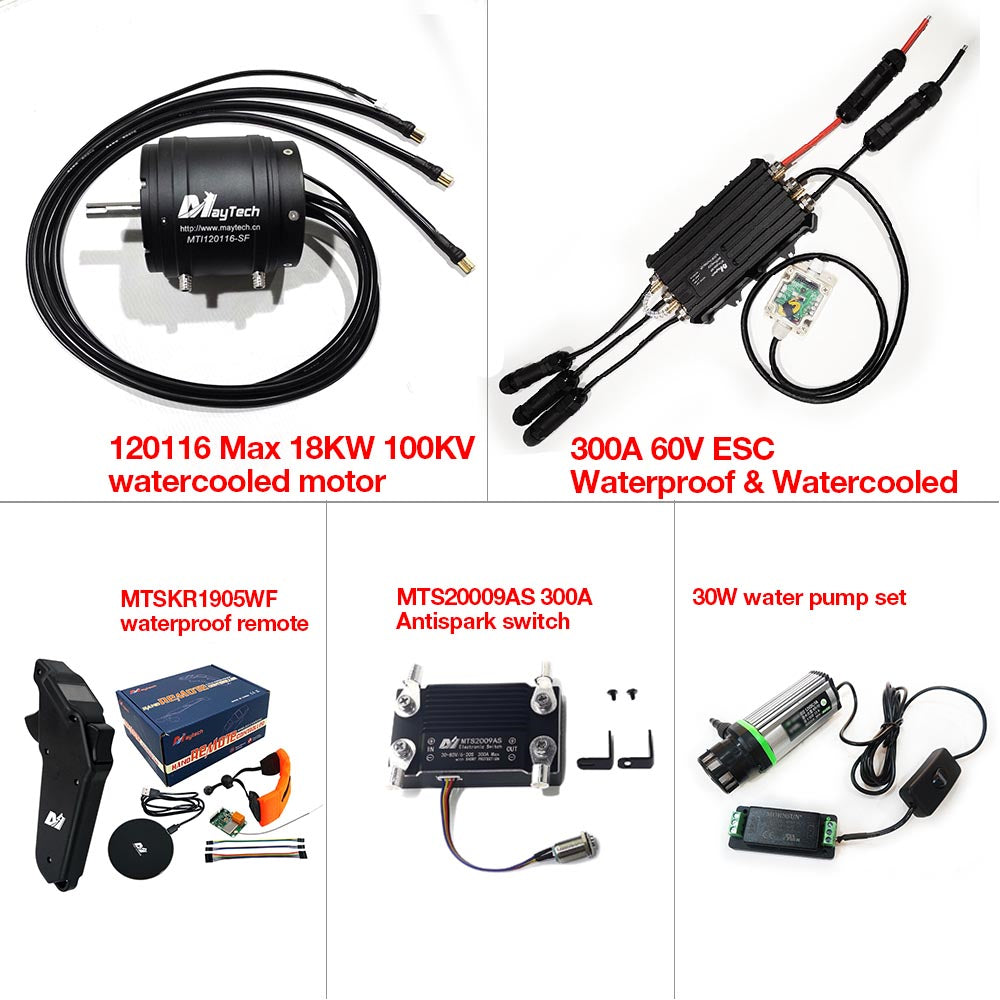 ESURF/ RC Boat Kit WATERCOOLED 120116 18.8KW MOTOR + WATERPROOF 300A ESC+ MTSKR1905WF REMOTE + 300A 85V SWITCH + WATER PUMP