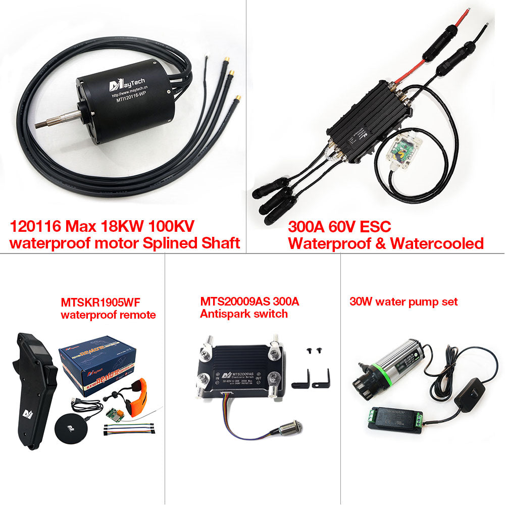 Maytech Fully Waterproof Esurf/Boat Kit MTI120116-WP+MTSF300A-WP+MTSKR1905WF+Water Pump Set+MTS2009AS 300A 80V Anti-spark Switch