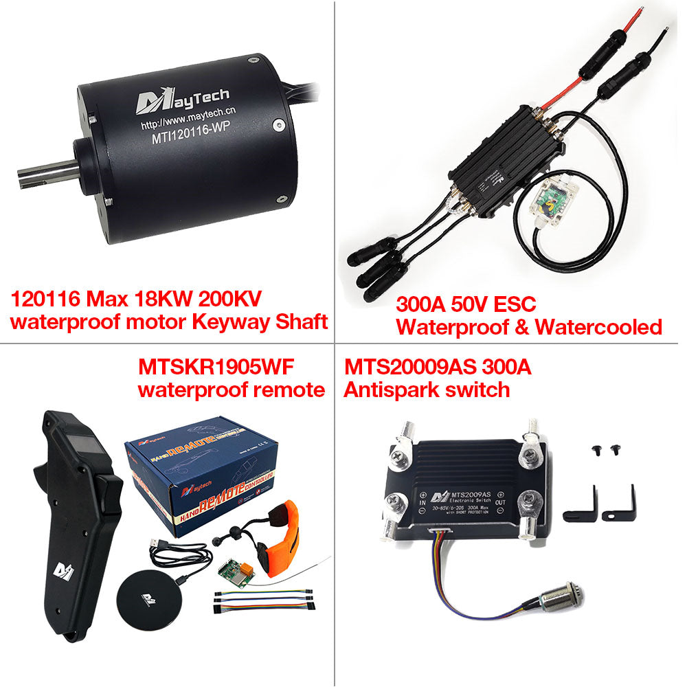 Maytech Fully Waterproof Esurf/Boat Kit MTI120116-WP+MTSF300A-WP+MTSKR1905WF+Water Pump Set+MTS2009AS 300A 80V Anti-spark Switch