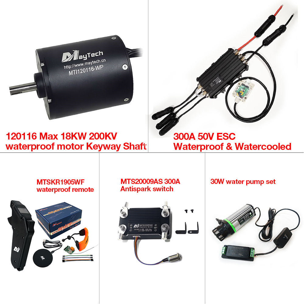 Maytech Fully Waterproof Esurf/Boat Kit MTI120116-WP+MTSF300A-WP+MTSKR1905WF+Water Pump Set+MTS2009AS 300A 80V Anti-spark Switch