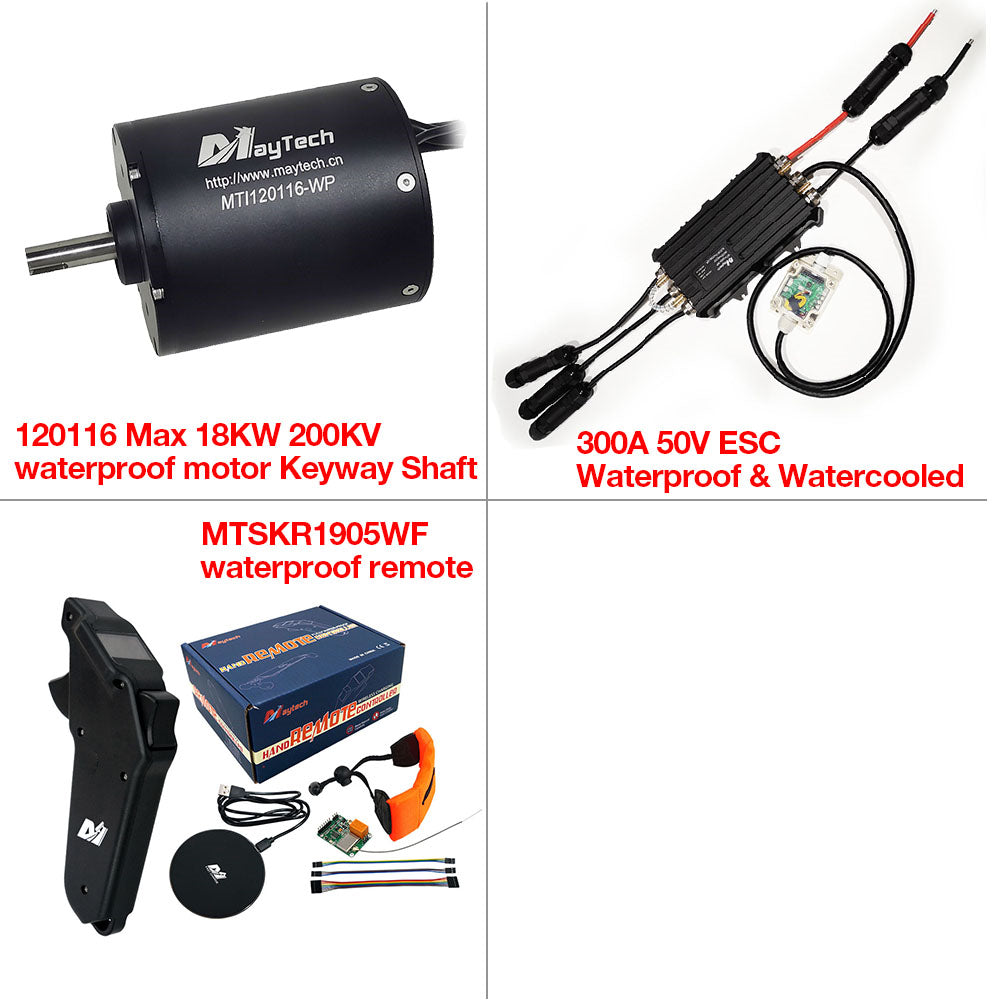 Maytech Fully Waterproof Esurf/Boat Kit MTI120116-WP+MTSF300A-WP+MTSKR1905WF+Water Pump Set+MTS2009AS 300A 80V Anti-spark Switch