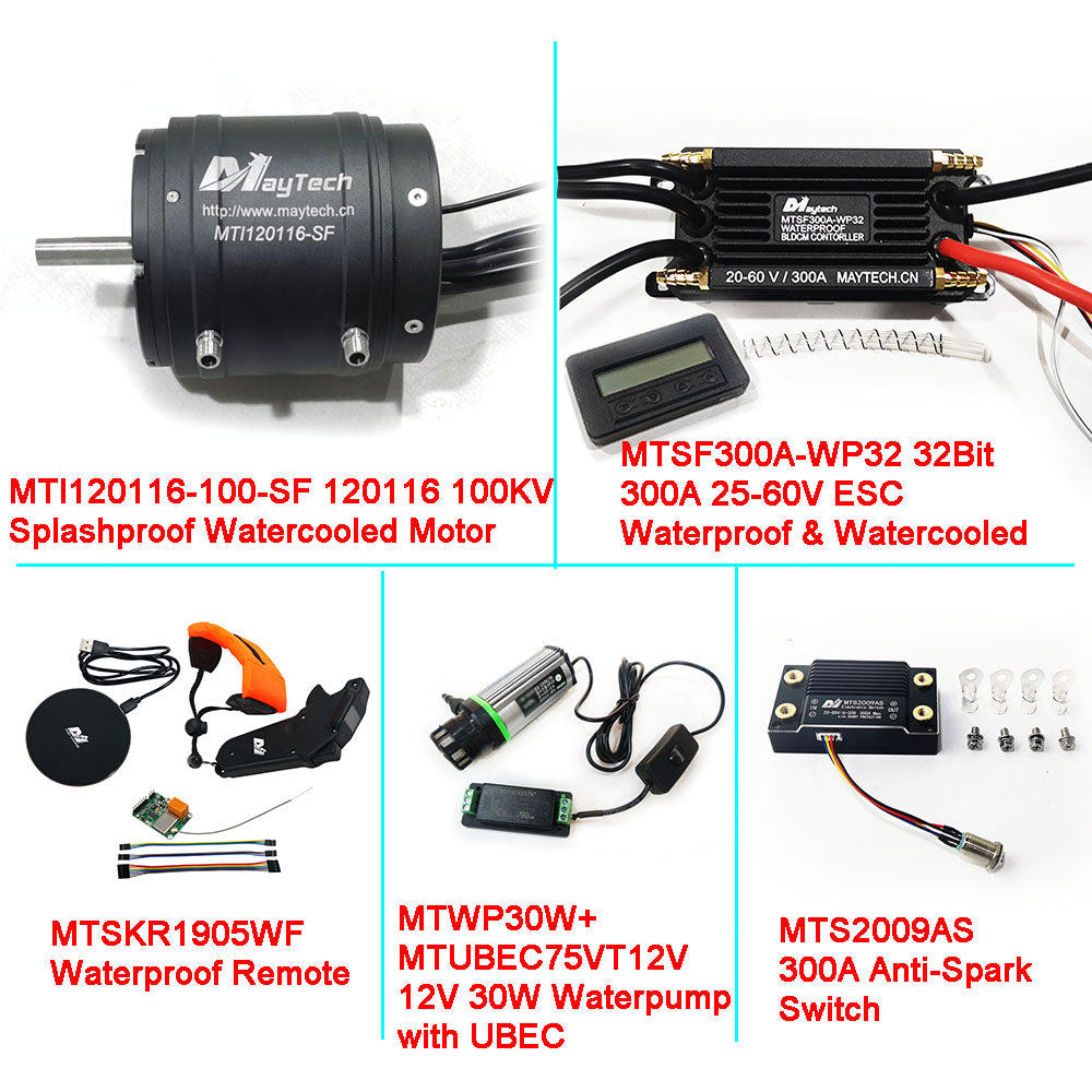 ESURF/ RC Boat Kit WATERCOOLED 120116 18.8KW MOTOR + WATERPROOF 300A 32Bit ESC+ MTSKR1905WF REMOTE + 300A 85V SWITCH + WATER PUMP