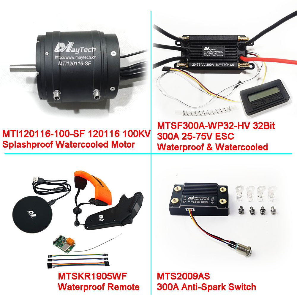 ESURF/ RC Boat Kit WATERCOOLED 120116 18.8KW MOTOR + WATERPROOF 300A 32Bit ESC+ MTSKR1905WF REMOTE + 300A 85V SWITCH + WATER PUMP