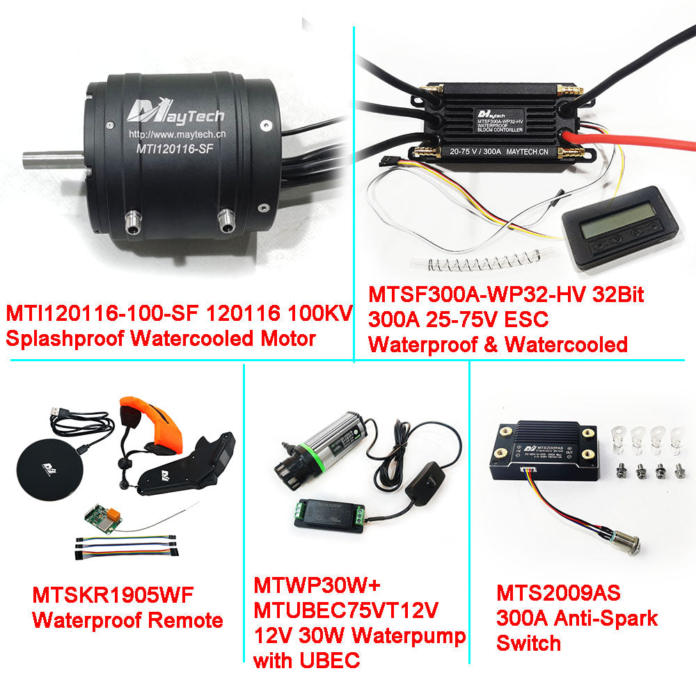 ESURF/ RC Boat Kit WATERCOOLED 120116 18.8KW MOTOR + WATERPROOF 300A 32Bit ESC+ MTSKR1905WF REMOTE + 300A 85V SWITCH + WATER PUMP