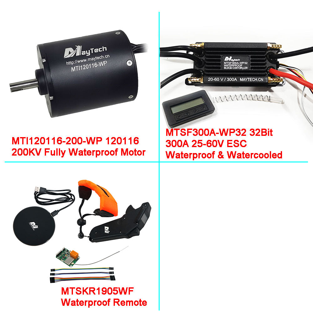 Maytech Fully Waterproof Esurf/Boat Kit MTI120116-WP+300A 32Bit ESC+MTSKR1905WF+Water Pump Set+MTS2009AS 300A Anti-spark Switch