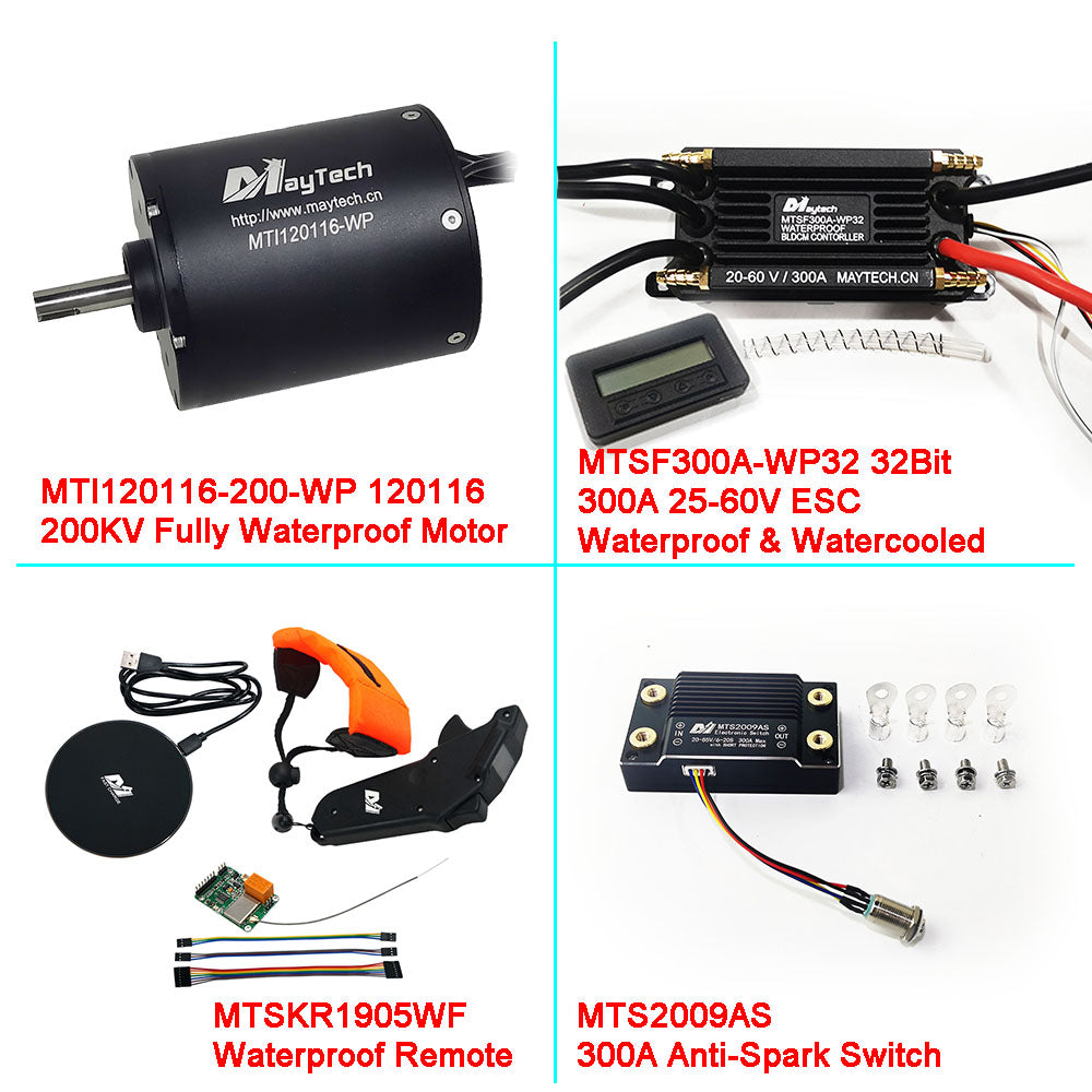 Maytech Fully Waterproof Esurf/Boat Kit MTI120116-WP+300A 32Bit ESC+MTSKR1905WF+Water Pump Set+MTS2009AS 300A Anti-spark Switch