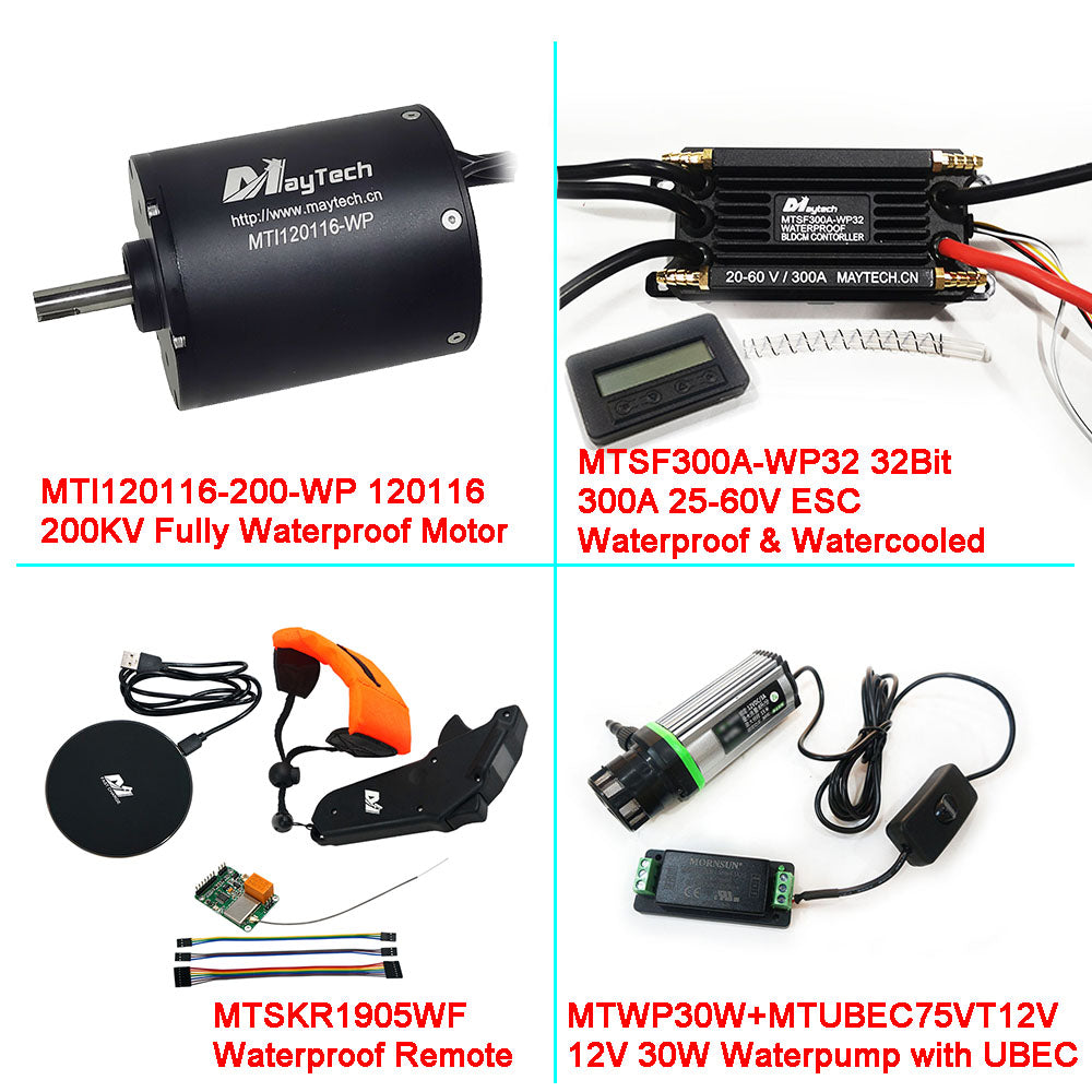 Maytech Fully Waterproof Esurf/Boat Kit MTI120116-WP+300A 32Bit ESC+MTSKR1905WF+Water Pump Set+MTS2009AS 300A Anti-spark Switch