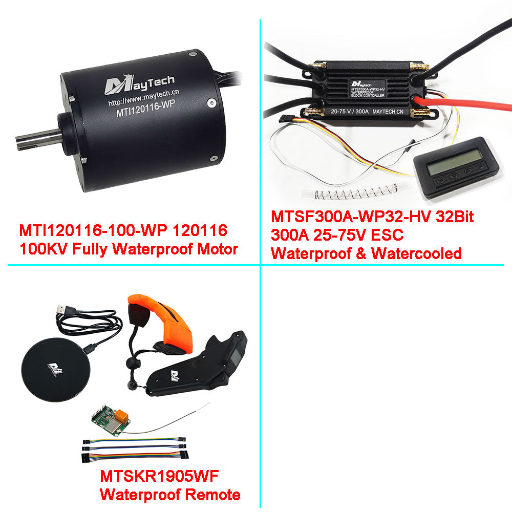 Maytech Fully Waterproof Esurf/Boat Kit MTI120116-WP+300A 32Bit ESC+MTSKR1905WF+Water Pump Set+MTS2009AS 300A Anti-spark Switch