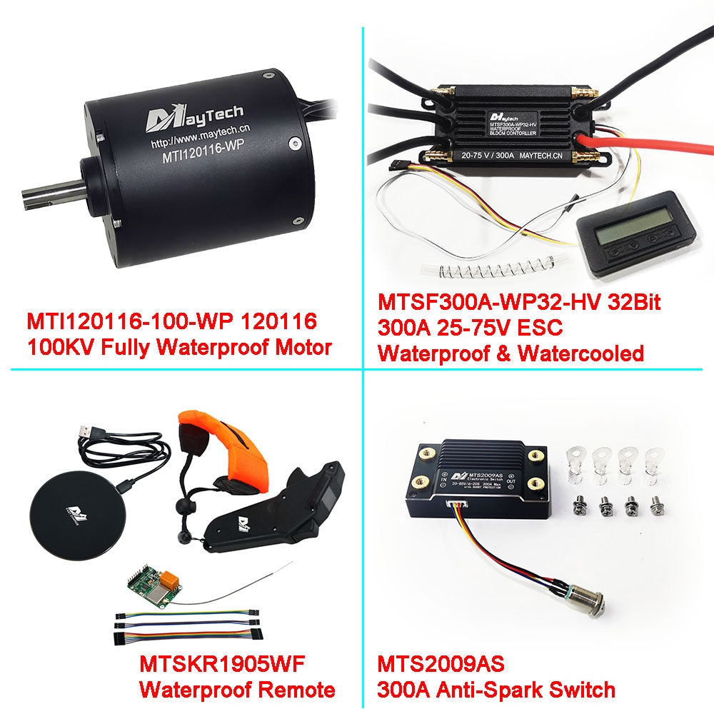 Maytech Fully Waterproof Esurf/Boat Kit MTI120116-WP+300A 32Bit ESC+MTSKR1905WF+Water Pump Set+MTS2009AS 300A Anti-spark Switch