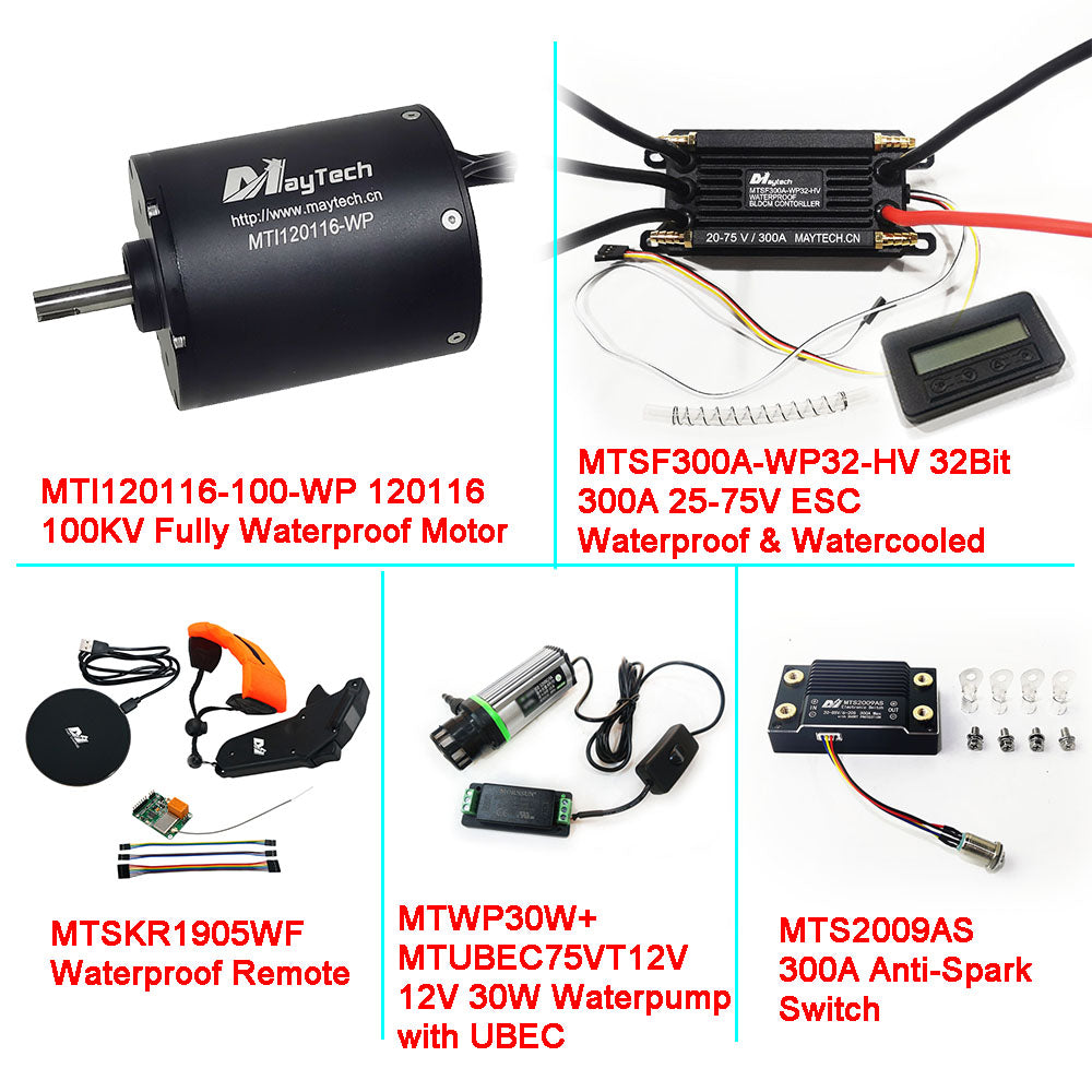 Maytech Fully Waterproof Esurf/Boat Kit MTI120116-WP+300A 32Bit ESC+MTSKR1905WF+Water Pump Set+MTS2009AS 300A Anti-spark Switch