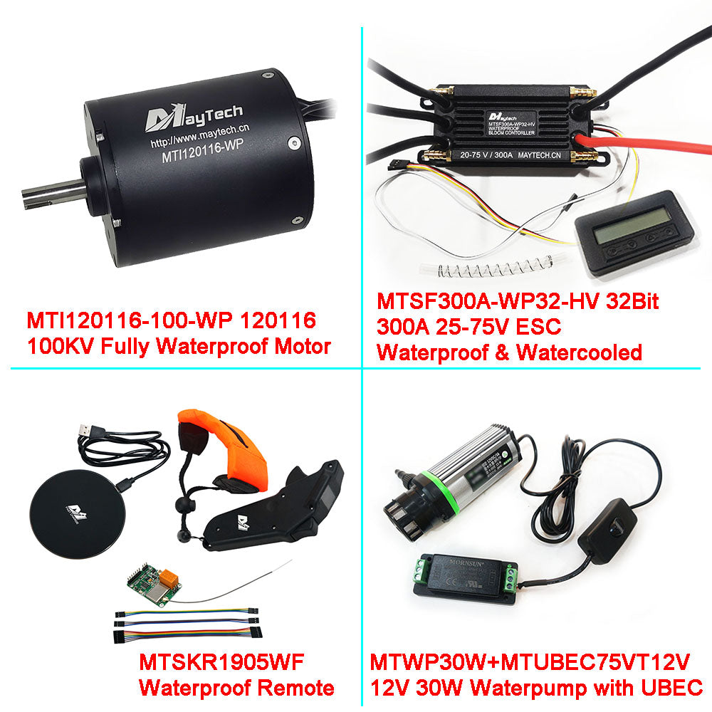 Maytech Fully Waterproof Esurf/Boat Kit MTI120116-WP+300A 32Bit ESC+MTSKR1905WF+Water Pump Set+MTS2009AS 300A Anti-spark Switch