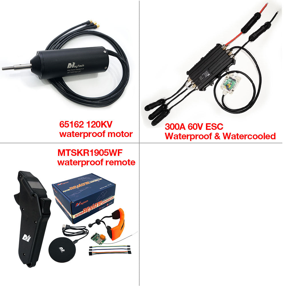 Fully Waterproof Efoil Kits with MTI65162 Motor + 300A ESC + 1905WF Remote + MTS2009AS Switch + 12V 30W Water Pump