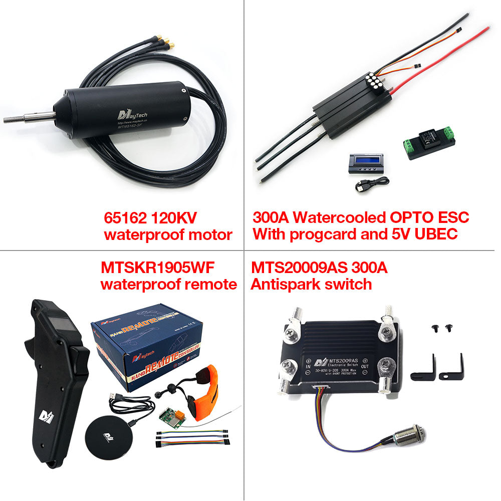 In Stock Maytech Efoil Kit Fully Waterproof 65162 Motor MTSKR1905WF remote with Watercooled 300A ESC 12V 30W Water Pump and 300A 80V Antispark Switch