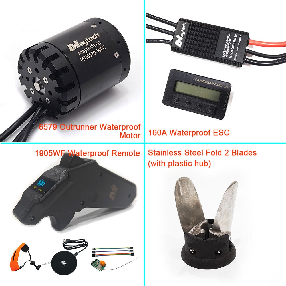 In Stock Foil Boost Pro Kit Up to 41kg Thrust Waterproof Efoil Kit 6579 Motor + 160A ESC + V3.0 Remote for Esurf Electric Kayak Thruster Tow Boogie Foil