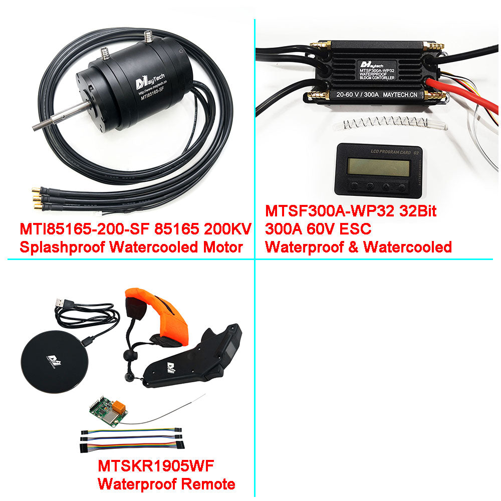 Esurf/ Efoil Kit Watercooled 85165 Motor + Waterproof 300A 32Bit ESC+ MTSKR1905WF Remote + 300A 85V Switch + Water Pump