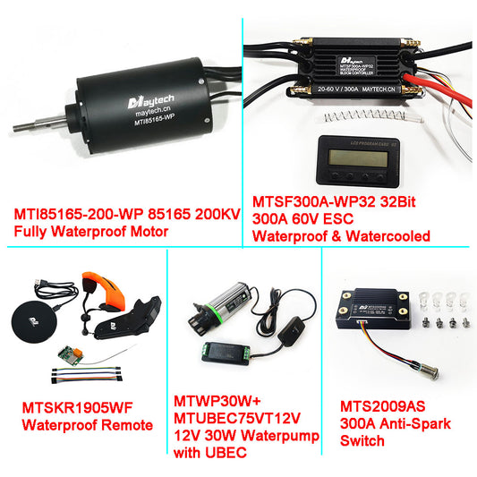Waterproof Esurf/ Efoil Kit 50V 85165 Motor + 300A 32Bit ESC+ MTSKR1905WF Remote + 300A 85V Switch + Water Pump
