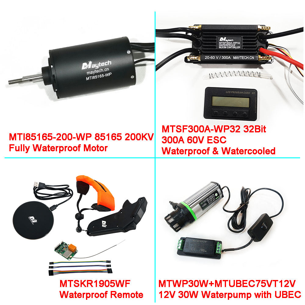 Waterproof Esurf/ Efoil Kit 85165 Motor + 300A 32Bit ESC+ MTSKR1905WF Remote + 300A 85V Switch + Water Pump