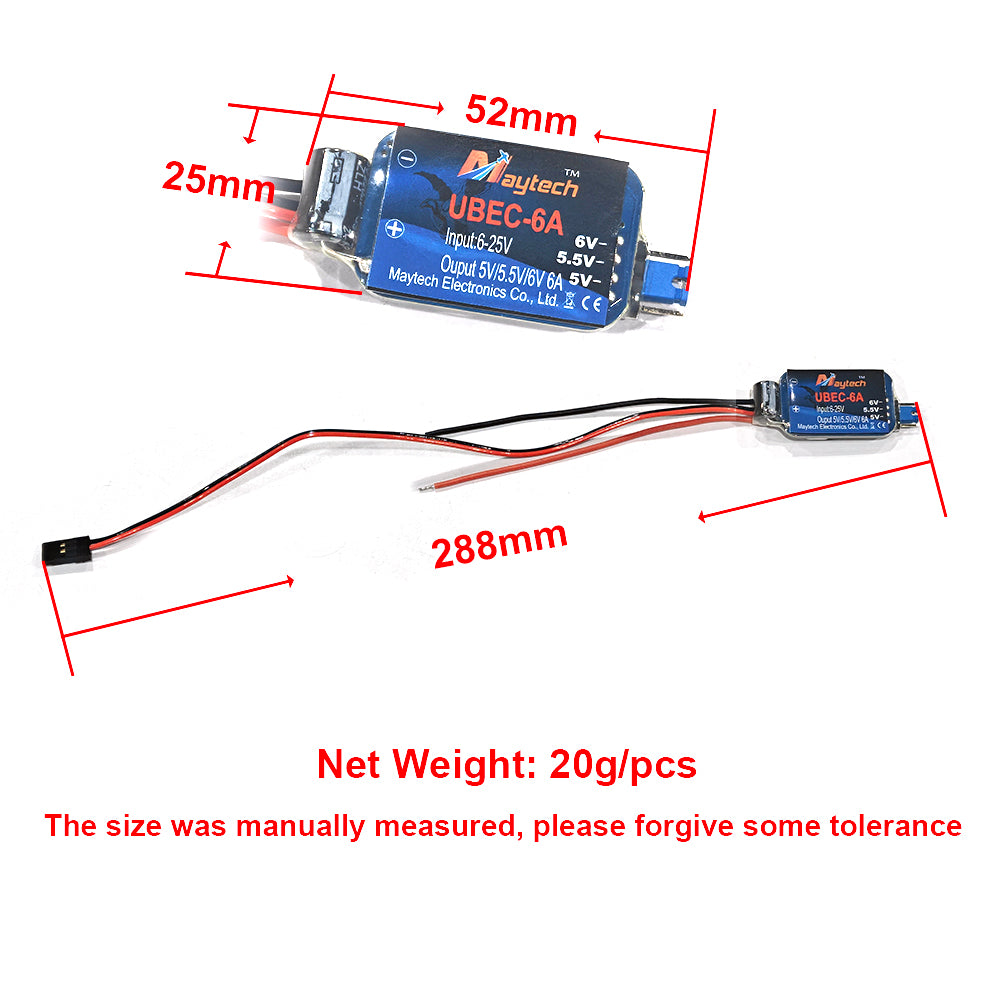 Maytech 6A UBEC 2-6S Lipo Volt Failsafe 5V/5.5V/6V Adjustable