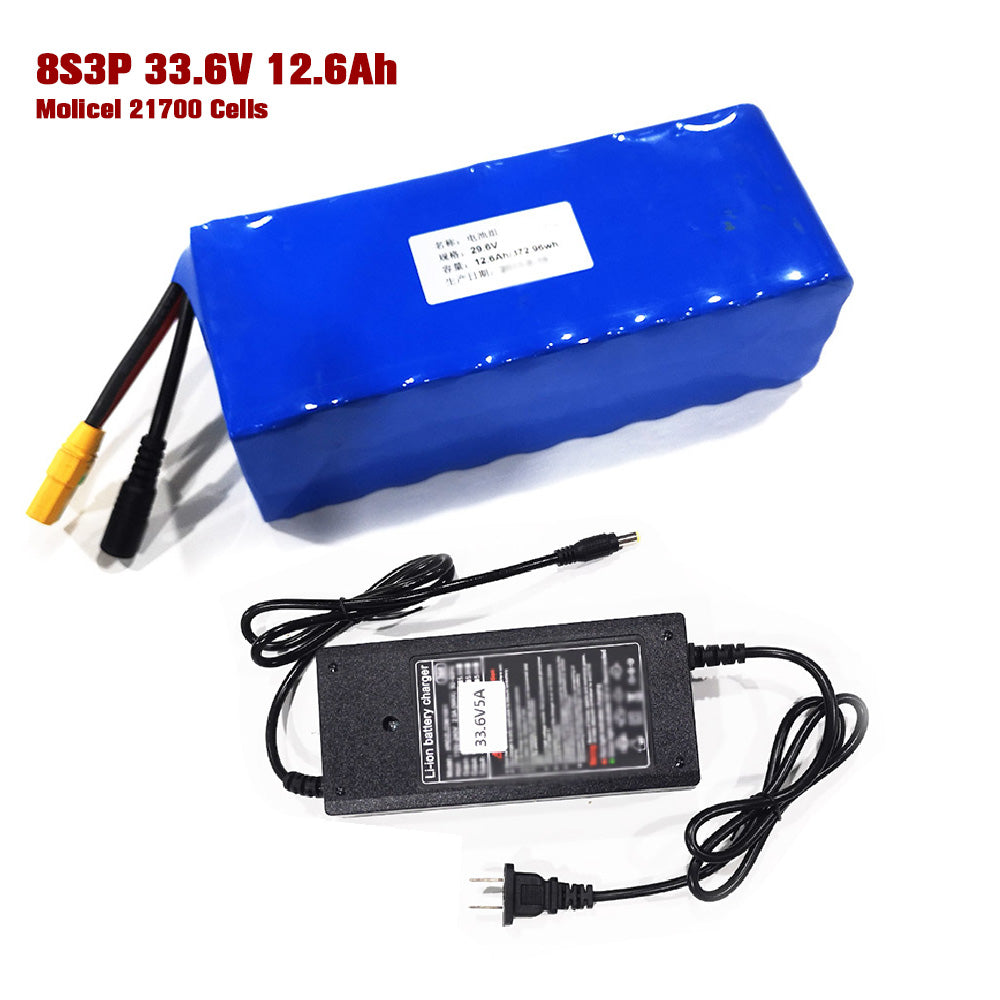 8S3P 33.6V Battery Pack Molicel 21700 Cells with 5A Charger