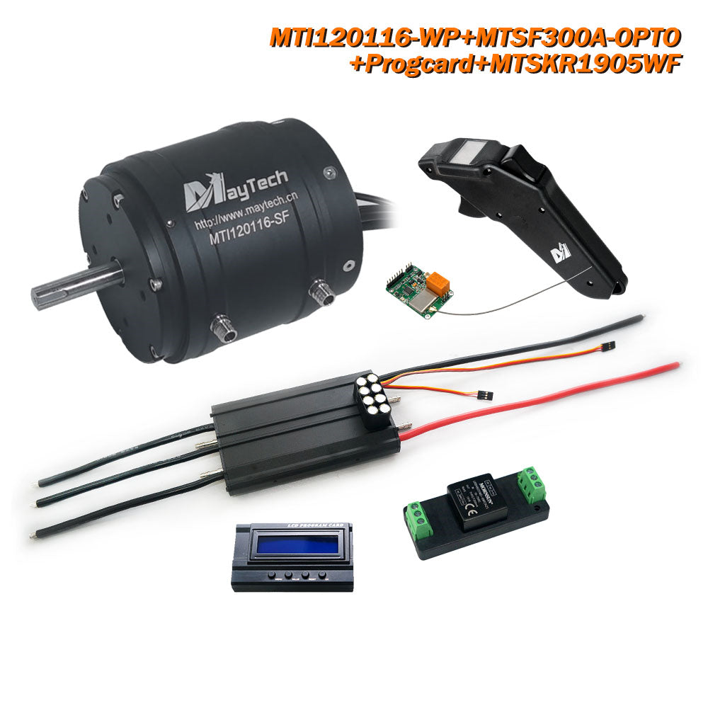 Maytech Esurf Efoil Kit with 18.8KW Waterproof / Watercooled 120116 Motor + Watercooed 300A ESC with Progcard UBEC + MTSKR1905WF IP67 Waterproof Remote+ Water Pump+ 300A 80V Antispark Switch