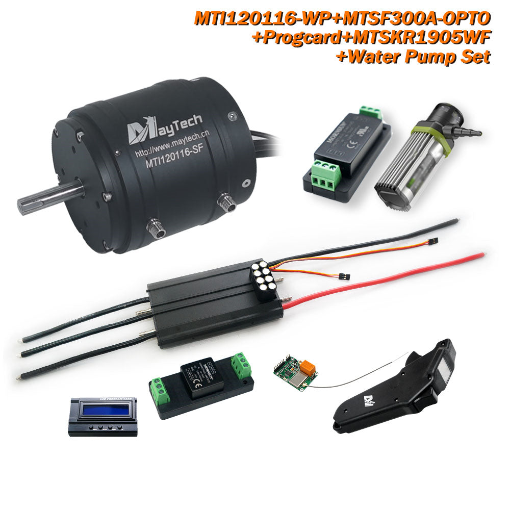 Maytech Esurf Efoil Kit with 18.8KW Waterproof / Watercooled 120116 Motor + Watercooed 300A ESC with Progcard UBEC + MTSKR1905WF IP67 Waterproof Remote+ Water Pump+ 300A 80V Antispark Switch