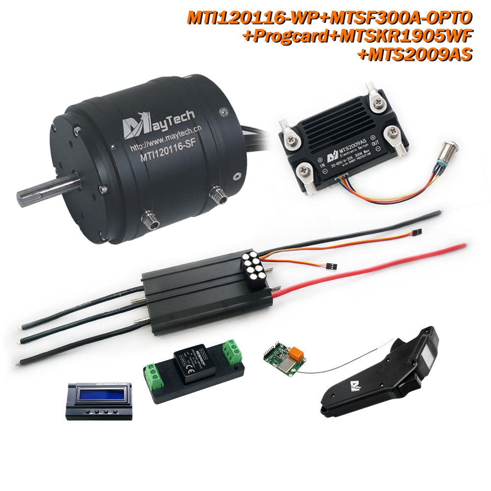 Maytech Esurf Efoil Kit with 18.8KW Waterproof / Watercooled 120116 Motor + Watercooed 300A ESC with Progcard UBEC + MTSKR1905WF IP67 Waterproof Remote+ Water Pump+ 300A 80V Antispark Switch