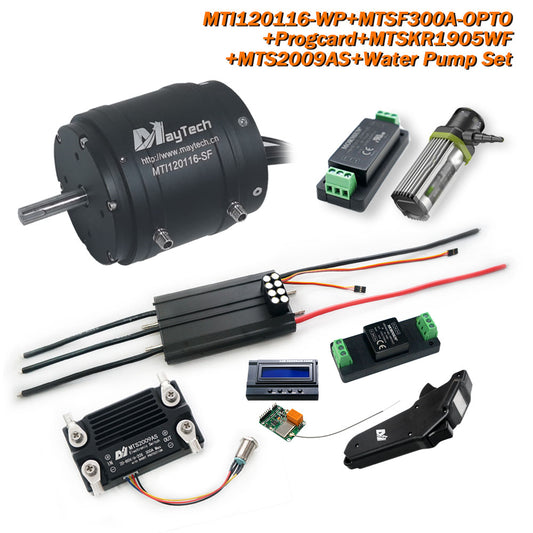 Maytech Esurf Efoil Kit with 18.8KW Waterproof / Watercooled 120116 Motor + Watercooed 300A ESC with Progcard UBEC + MTSKR1905WF IP67 Waterproof Remote+ Water Pump+ 300A 80V Antispark Switch