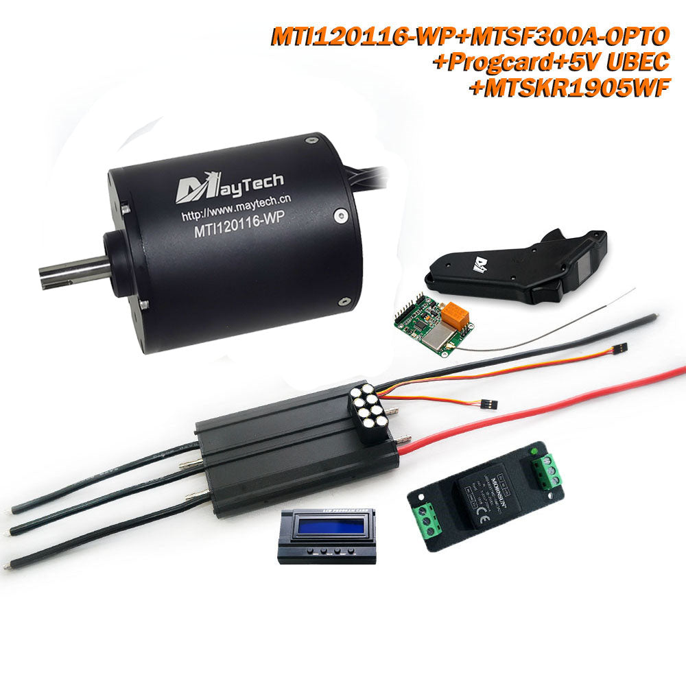 Maytech Esurf Efoil Kit with 18.8KW Waterproof / Watercooled 120116 Motor + Watercooed 300A ESC with Progcard UBEC + MTSKR1905WF IP67 Waterproof Remote+ Water Pump+ 300A 80V Antispark Switch