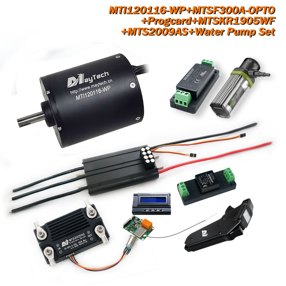 Maytech Esurf Efoil Kit with 18.8KW Waterproof / Watercooled 120116 Motor + Watercooed 300A ESC with Progcard UBEC + MTSKR1905WF IP67 Waterproof Remote+ Water Pump+ 300A 80V Antispark Switch