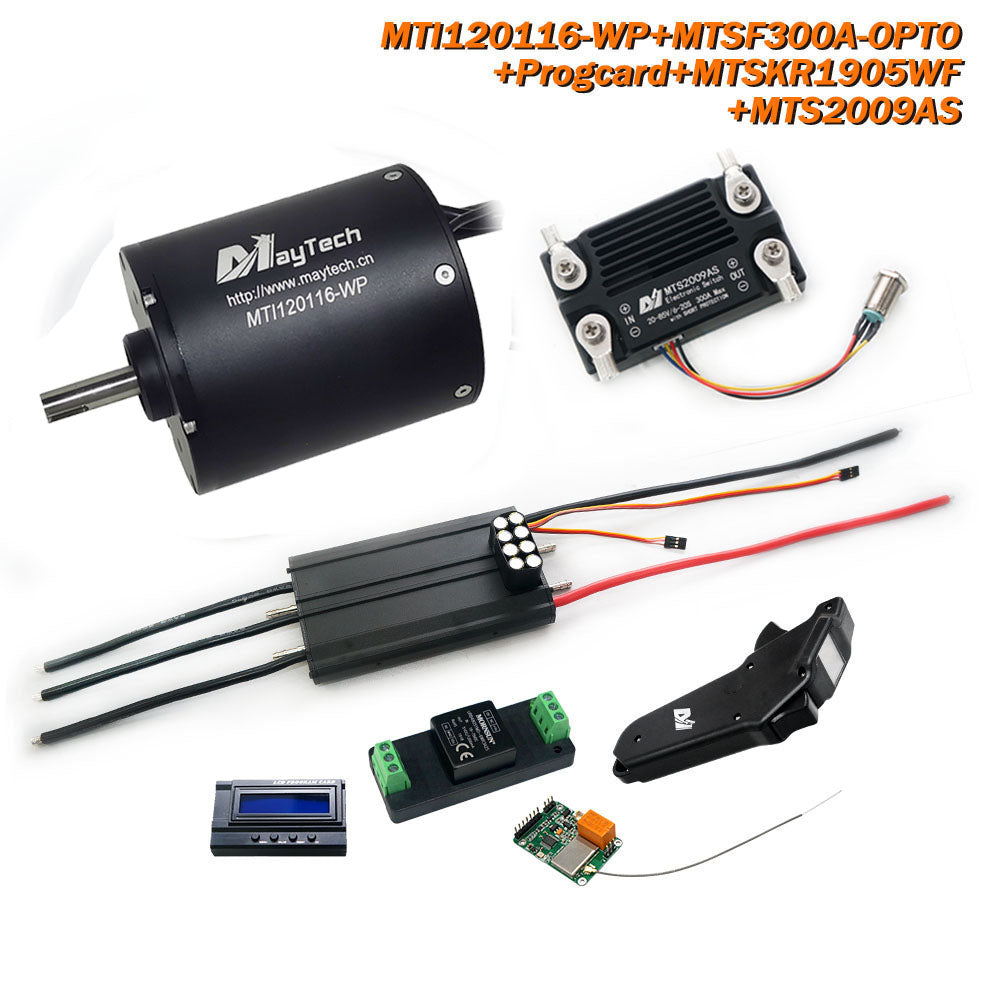 Maytech Esurf Efoil Kit with 18.8KW Waterproof / Watercooled 120116 Motor + Watercooed 300A ESC with Progcard UBEC + MTSKR1905WF IP67 Waterproof Remote+ Water Pump+ 300A 80V Antispark Switch