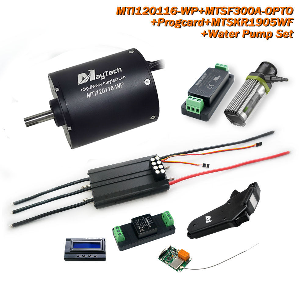 Maytech Esurf Efoil Kit with 18.8KW Waterproof / Watercooled 120116 Motor + Watercooed 300A ESC with Progcard UBEC + MTSKR1905WF IP67 Waterproof Remote+ Water Pump+ 300A 80V Antispark Switch