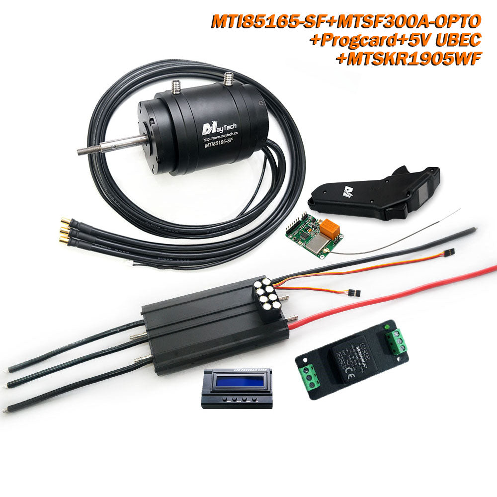 In Stock Maytech Esurf Efoil Kit with Waterproof / Watercooled 85165 Motor + Watercooled 300A ESC with Progcard UBEC + MTSKR1905WF IP67 Waterproof Remote With 12V Water Pump Set 300A 80V Anti-spark Switch