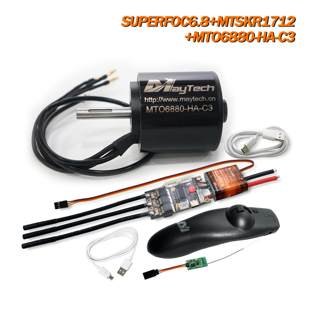 Maytech SUPERFOC6.8 + MTSKR1712 Remote & Controller Comb with 6355/6365/6374/6880 Motor for Electric Skateboard Longboard Mountainboard