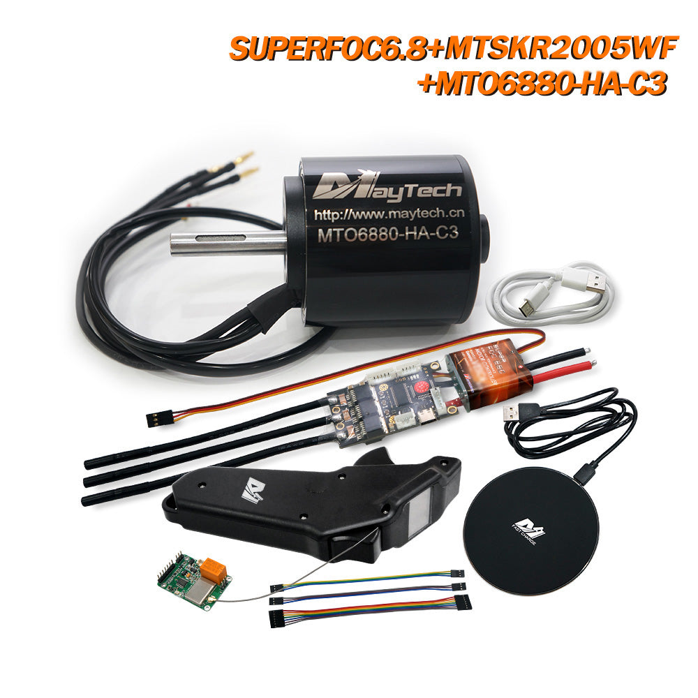 Maytech MTSKR2005WF + SUPERFOC6.8 + 6355/6365/6374/6880 Motor Esk8/Robots Kits IP67 Waterproof Remote