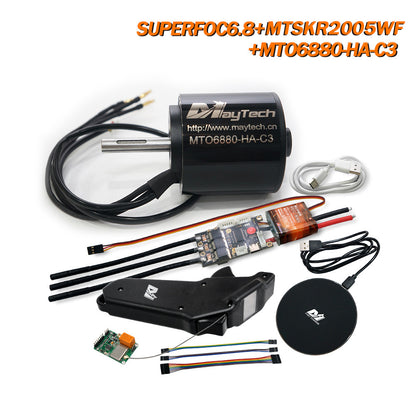Maytech MTSKR2005WF + SUPERFOC6.8 + 6355/6365/6374/6880 Motor Esk8/Robots Kits IP67 Waterproof Remote