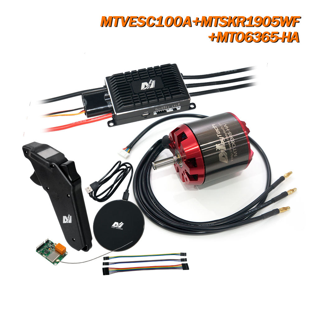 Maytech IP67 Waterproof Esk8 Remote MTSKR2005WF Comb with MTVESC100A Speed Controller with 6355/6365/6374 Sensored Outrunner Motor for Esk8/Fightinng Robots