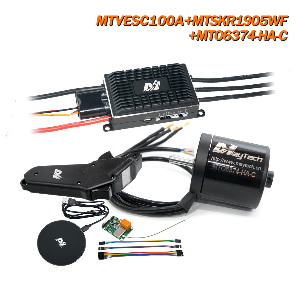 Maytech IP67 Waterproof Esk8 Remote MTSKR2005WF Comb with MTVESC100A Speed Controller with 6355/6365/6374 Sensored Outrunner Motor for Esk8/Fightinng Robots