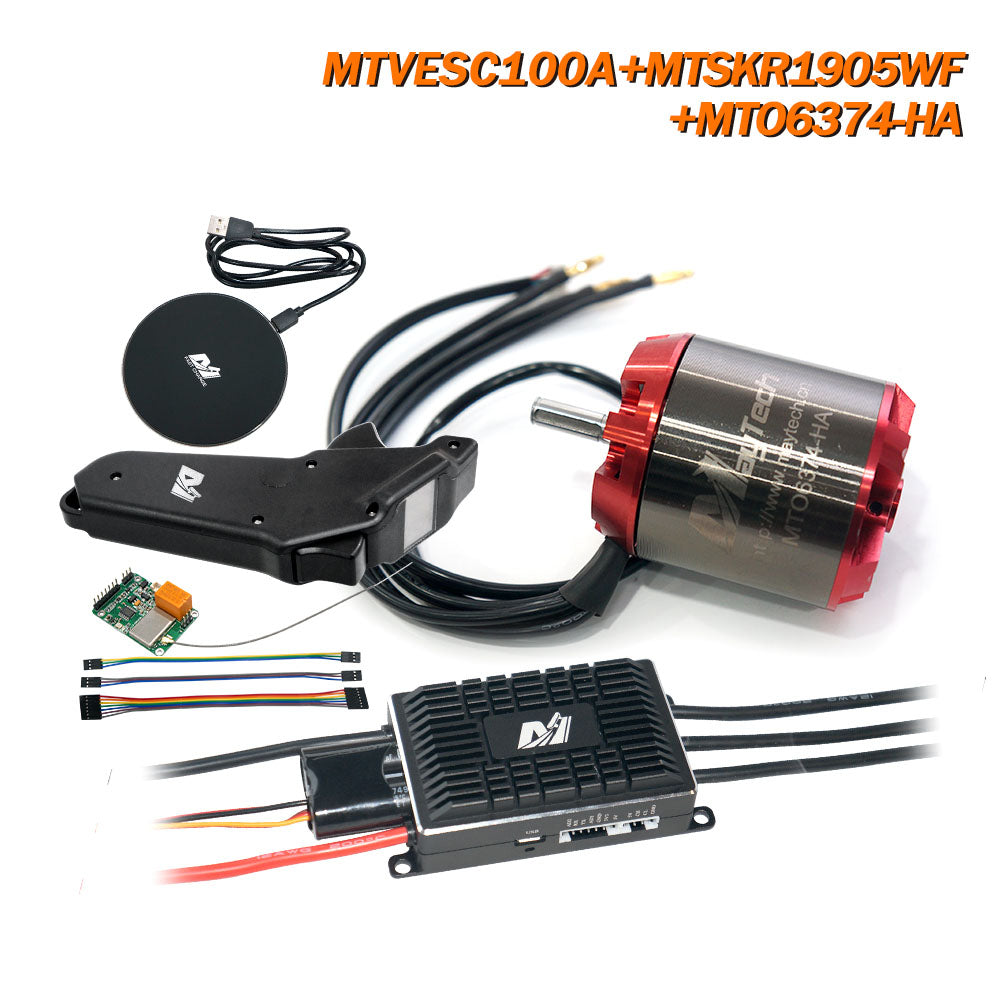 Maytech IP67 Waterproof Esk8 Remote MTSKR2005WF Comb with MTVESC100A Speed Controller with 6355/6365/6374 Sensored Outrunner Motor for Esk8/Fightinng Robots