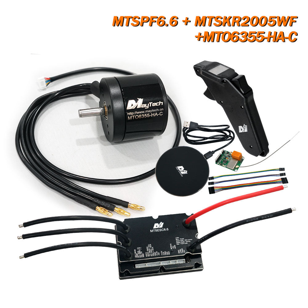 Maytech MTSKR2005WF IP66 Esk8 Waterproof Remote + 200A V6.0 based Controller MTSVESC6.0 + 6355/6365/6374 Brushless Outrunner Motor for Electric Skateboard Mountainboard