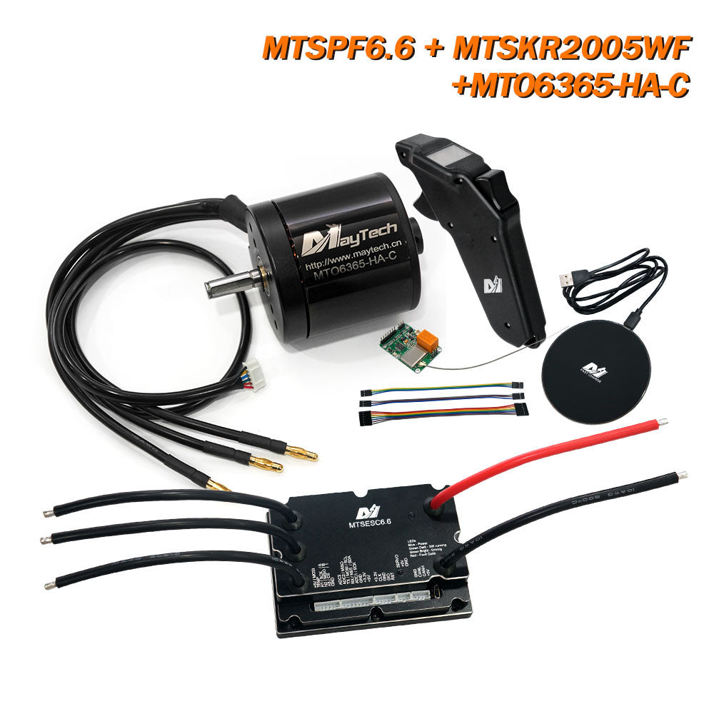 Maytech MTSKR2005WF IP66 Esk8 Waterproof Remote + 200A V6.0 based Controller MTSVESC6.0 + 6355/6365/6374 Brushless Outrunner Motor for Electric Skateboard Mountainboard
