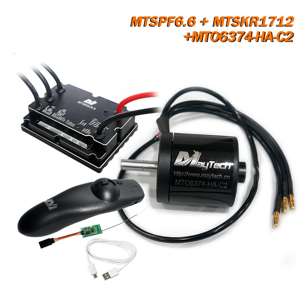Maytech Cheap Remote MTSKR1712 Comb with V1 200A MTSVESC6.0 Speed Controller with Brushless Motor 6355/6365/6374 DIY Kit for Electric Skateboard/Robotics
