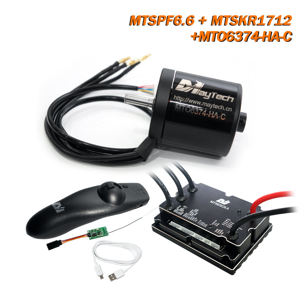 Maytech Cheap Remote MTSKR1712 Comb with V1 200A MTSVESC6.0 Speed Controller with Brushless Motor 6355/6365/6374 DIY Kit for Electric Skateboard/Robotics