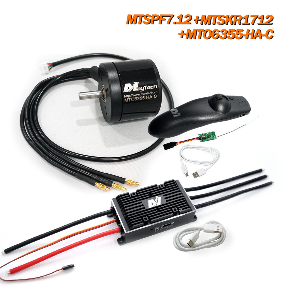Maytech V2 200A MTSPF7.12 Speed Controller + MTSKR1712 Remote + 6355/6365/6374 Brushless Outrunner Sensored Motor for Esk8/Fighting Robots