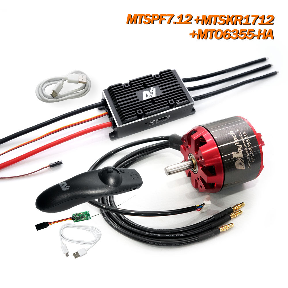 Maytech V2 200A MTSPF7.12 Speed Controller + MTSKR1712 Remote + 6355/6365/6374 Brushless Outrunner Sensored Motor for Esk8/Fighting Robots