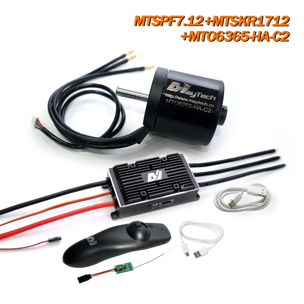 Maytech V2 200A MTSPF7.12 Speed Controller + MTSKR1712 Remote + 6355/6365/6374 Brushless Outrunner Sensored Motor for Esk8/Fighting Robots