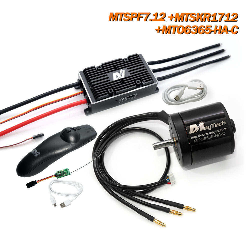 Maytech V2 200A MTSPF7.12 Speed Controller + MTSKR1712 Remote + 6355/6365/6374 Brushless Outrunner Sensored Motor for Esk8/Fighting Robots