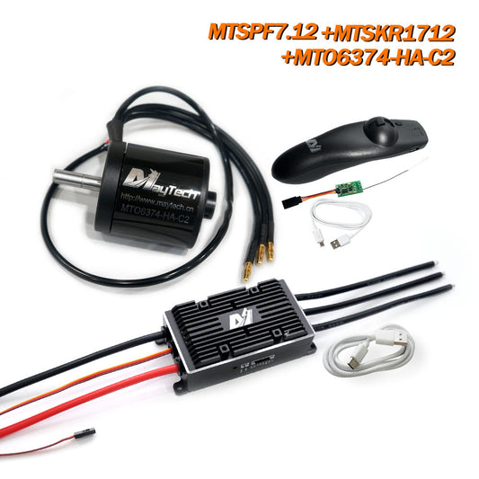 Maytech V2 200A MTSPF7.12 Speed Controller + MTSKR1712 Remote + 6355/6365/6374 Brushless Outrunner Sensored Motor for Esk8/Fighting Robots