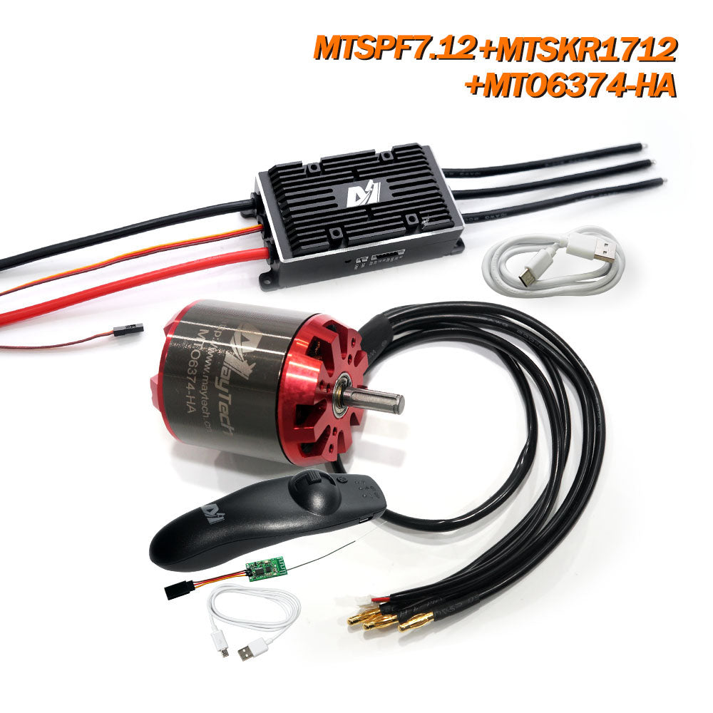 Maytech V2 200A MTSPF7.12 Speed Controller + MTSKR1712 Remote + 6355/6365/6374 Brushless Outrunner Sensored Motor for Esk8/Fighting Robots