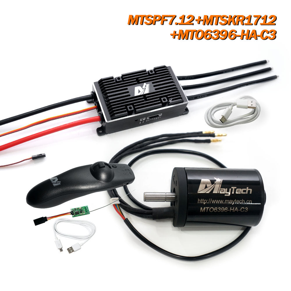Maytech MTSPF7.12 high current 200A vesctool Compatible motor controller+ 6396 6880 8085 Motor + MTSKR1712 MTSKR1905WF Remote Electric Skateboard Mounatinboard Comb